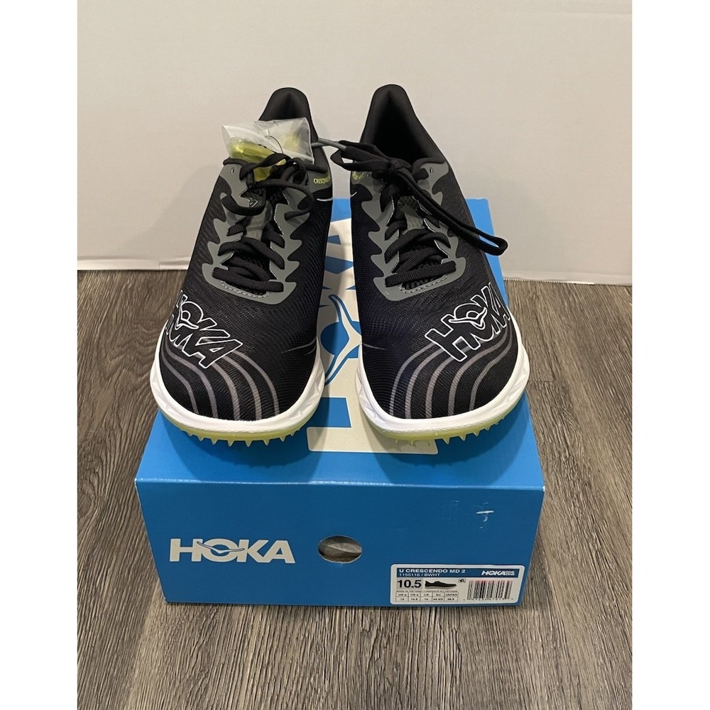 Hoka Crescendo MD 2 Black White‎ Track Spikes Mens 10.5 1155116 BWHT New - Picture 2 of 7